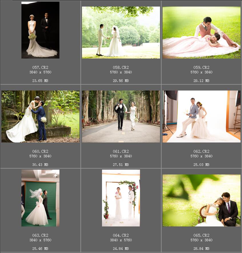 韩式唯美婚纱旅拍婚纱照片raw原片，佳能相机cr2原图练习素材