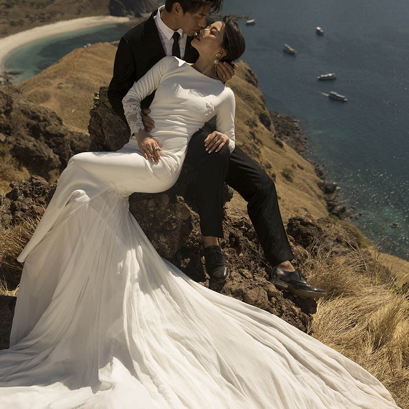 14张海岛海滩旅拍白色长裙摆裙婚纱照raw未修原片，佳能相机cr2格式婚纱摄影原图练习素材