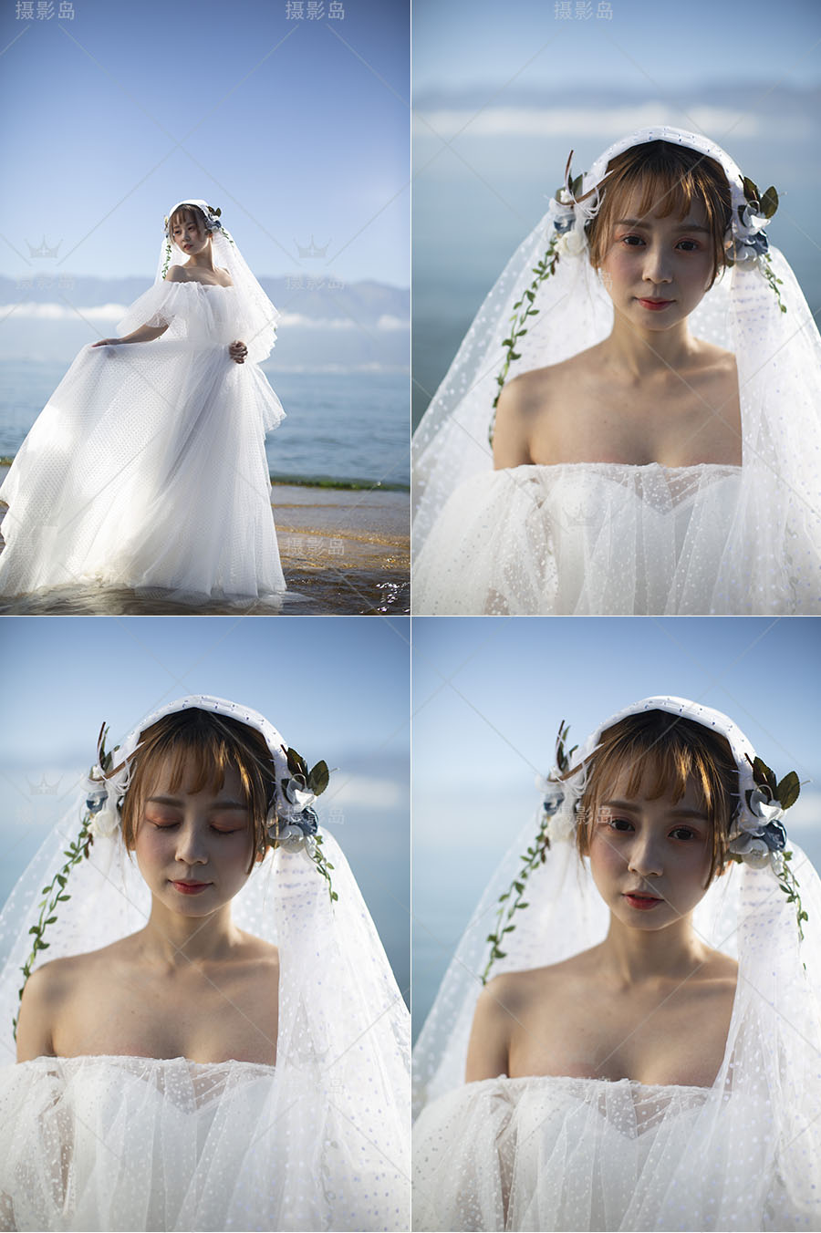 女孩单人海边婚纱照写真摄影作品图片raw未修原片