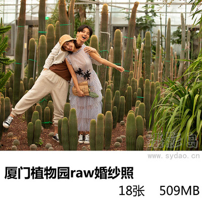 18张厦门植物园仙人掌仙人球情侣写真raw未修原片，佳能相机cr2格式婚纱照旅拍原图练习素材