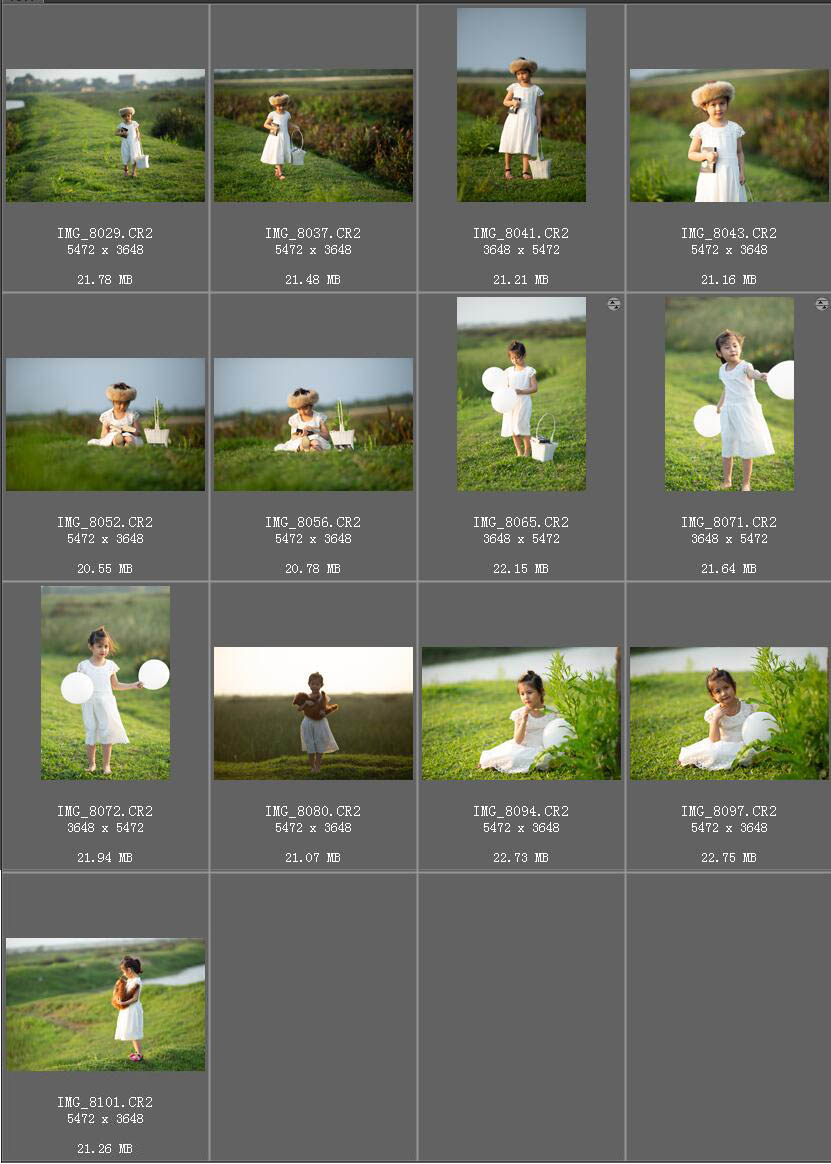 外景公园草地儿童女孩写真raw未修原片，佳能相机cr2原图练习