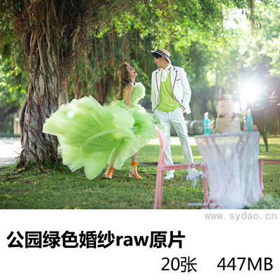 20张森林海湾公园旅拍绿色婚纱照raw未修原片，佳能相机cr2格式婚纱摄影后期修图练习素材