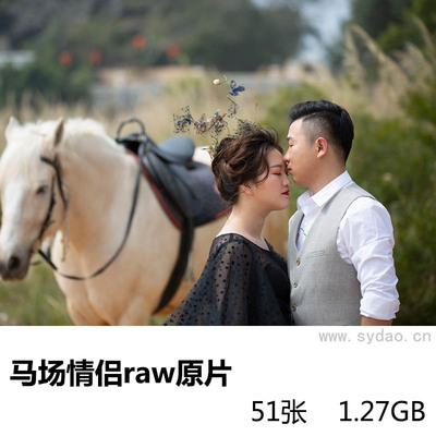 51张影楼外景马场婚纱照raw未修原片，佳能相机cr2婚纱旅拍摄影后期修图练习素材