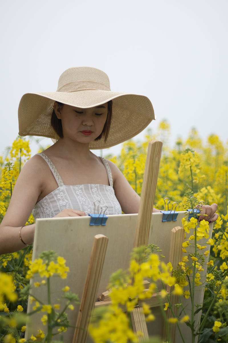 油菜花菜地美女写真raw未修人像原片