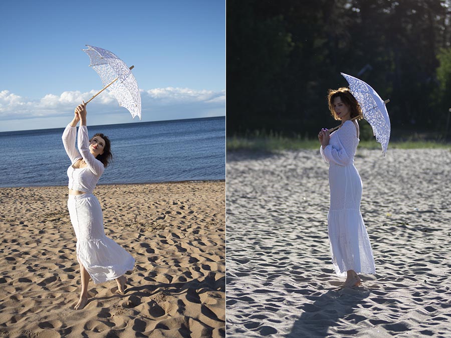 海边白裙子女人人像写真raw未修原片