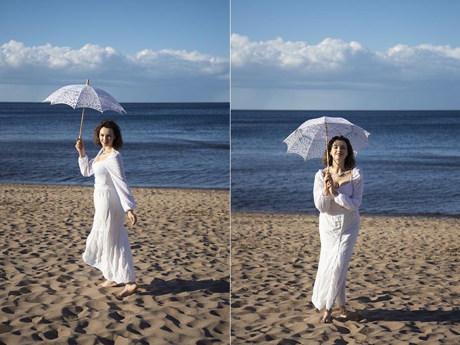 海边白裙子女人人像写真raw未修原片