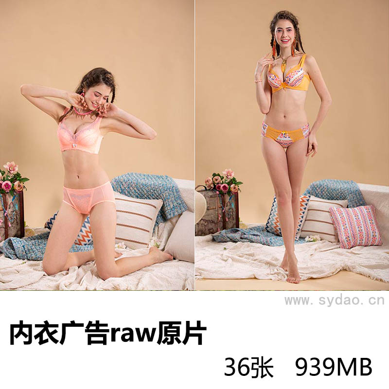 36张国外模特性感美女内衣广告摄影raw未修原片，佳能相机cr2格式原图摄影后期修图练习素材