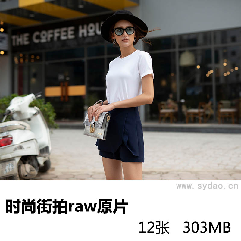 12张气质苗条美女时尚服装街拍raw未修人像原片，佳能相机cr2格式原图摄影后期修图练习素材