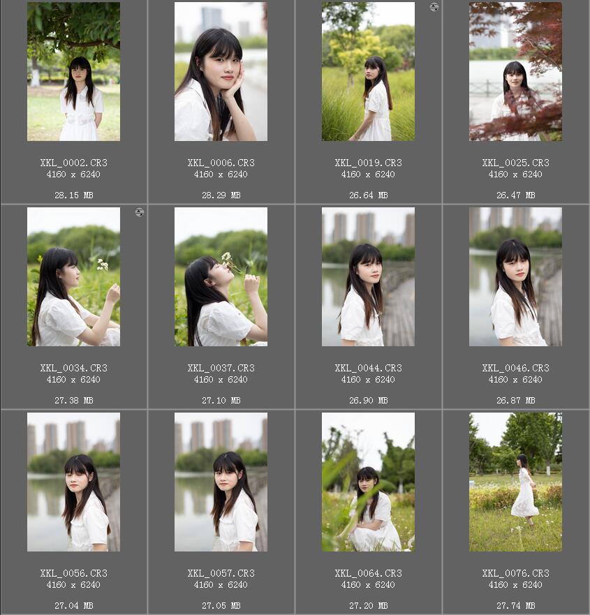 白裙子女孩公园水库写真raw未修人像原片