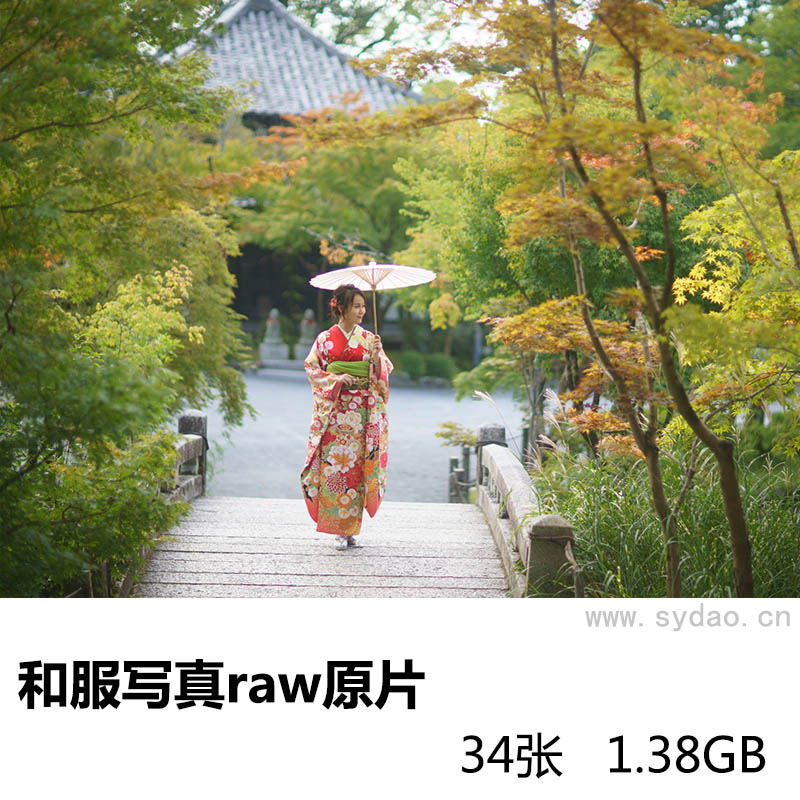 34张日本女人和服写真raw未修人像原片，索尼SONY相机ARW格式原图摄影后期修图练习素材