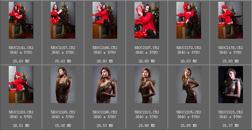 国外圣诞节红色风格美女写真raw未修人像原片