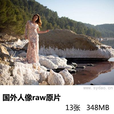 13张海边枯木欧美女人写真raw未修人像原片，佳能相机原图cr2格式摄影后期修图练习素材