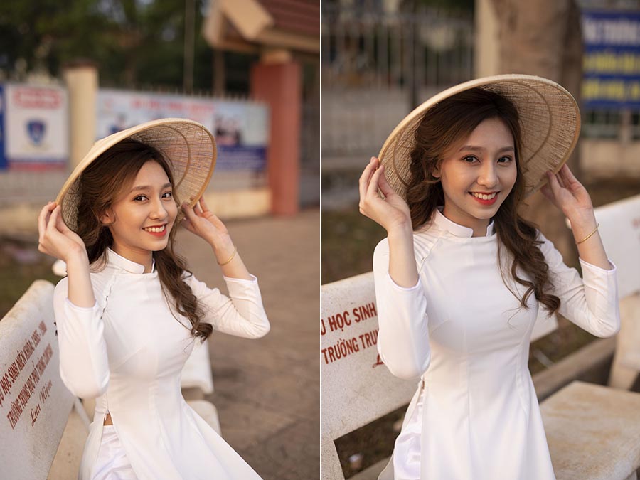 袋斗笠的越南可爱美女写真raw未修人像原片