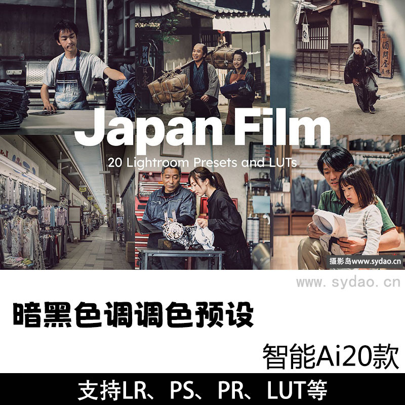 20款日本电影暗黑风格纪实人像LR调色预设，AI人工智能Lightroom、PS、LUTs等摄影图片视频预设