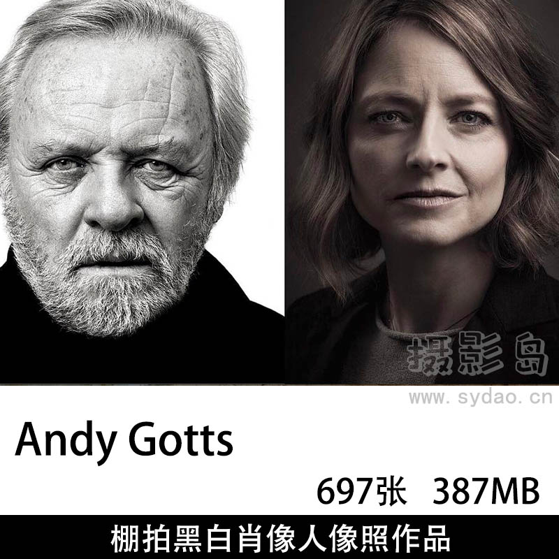 697张好莱坞巨星黑白名人肖像照摄影作品集欣赏，英国摄影艺术家安迪·格慈Andy Gotts作品提升素材