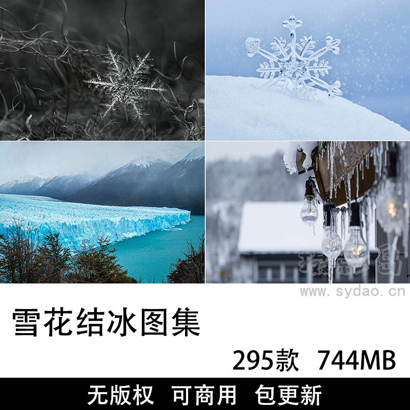 295款可商用雪花结冰摄影作品图集，国外热门无版权高清雪花冰山冰花图片壁纸设计配图素材