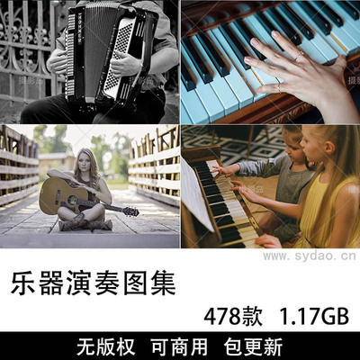478款可商用乐器演奏摄影图集大全，高清吉他、钢琴、小提琴、音乐家现场演奏古典无版权图片素材