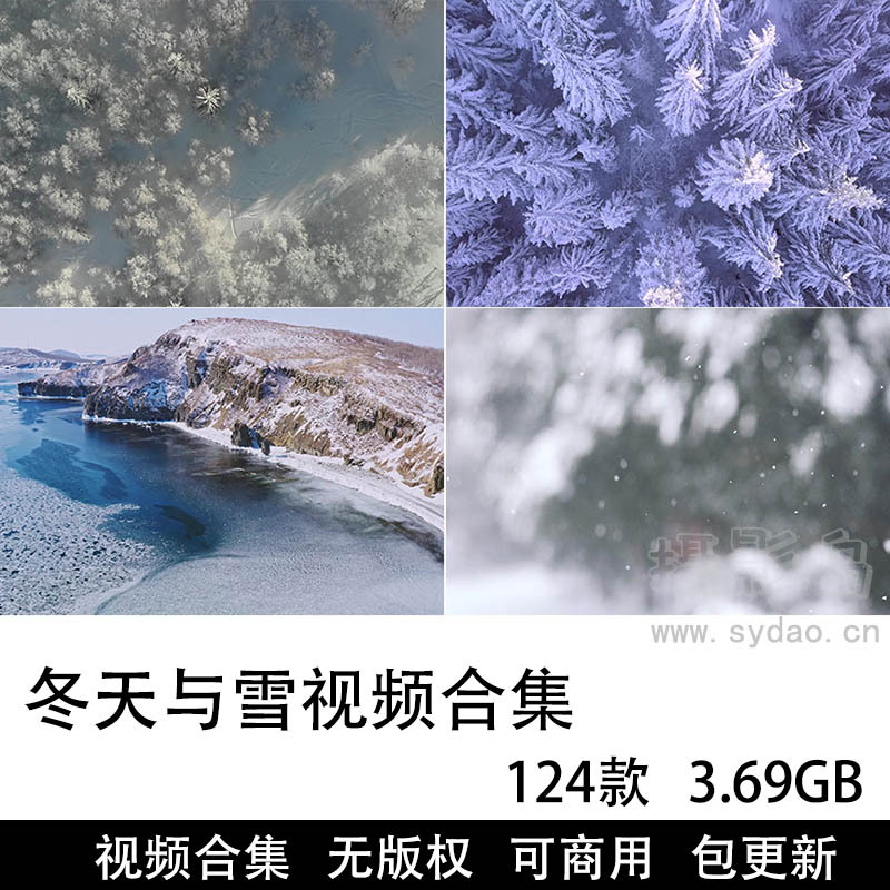 171款可商用冬天视频大全合集，实拍冬季下雪花冰雪严冬唯美大气雪景自媒体无版权短视频素材