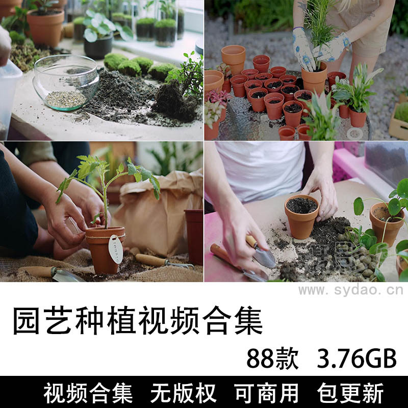 88款可商用园艺种植栽培视频大全合集下载，盆栽花园打理抖音剪辑无水印无版权视频素材