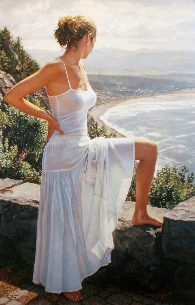 美国画家史蒂夫·汉克斯（steve hanks）水彩绘画作品美女图片素材图库