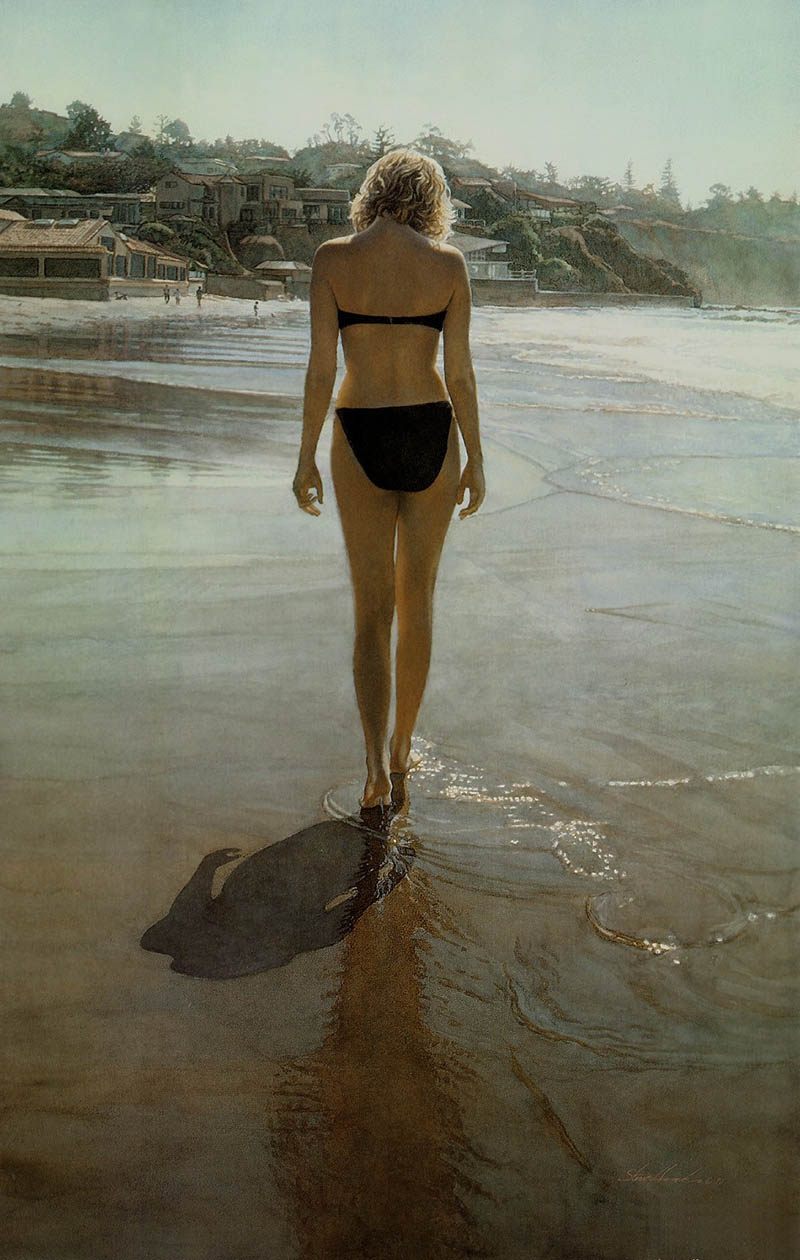 美国画家史蒂夫·汉克斯（steve hanks）水彩绘画作品美女图片素材图库