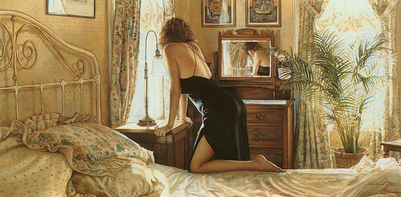 美国画家史蒂夫·汉克斯（steve hanks）水彩绘画作品美女图片素材图库