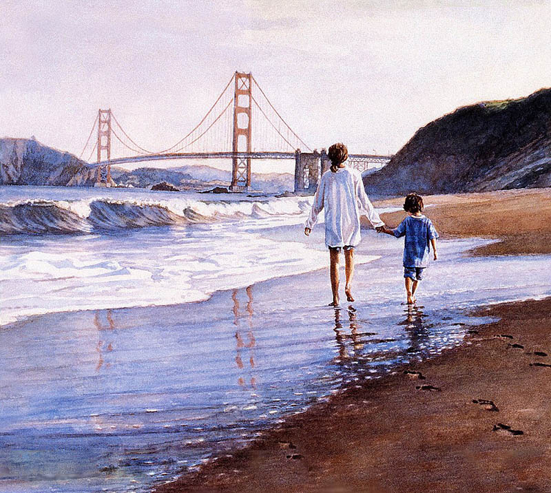 美国画家史蒂夫·汉克斯（steve hanks）水彩绘画作品美女图片素材图库