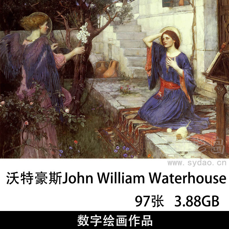 97幅英国画家沃特豪斯高清油画作品图片合集，写实人物绘画装饰画芯临摹素材欣赏