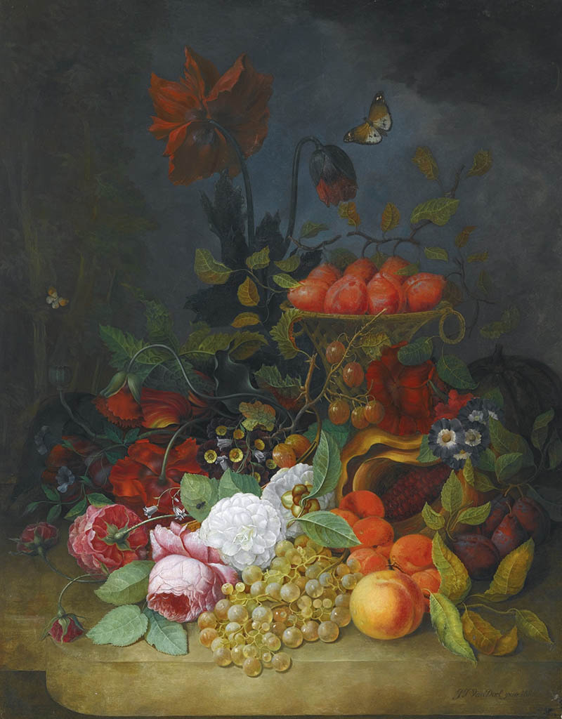 画家扬·弗兰斯·范·代尔（jan frans van dael）唯美花卉、水果静物油画作品临摹素材