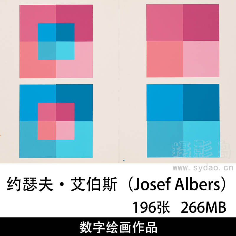 196幅美国画家约瑟夫·艾伯斯（Josef Albers）抽象绘画几何图案油画作品合集欣赏