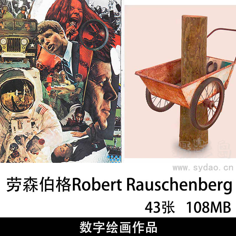 43幅美国画家劳森伯格Robert Rauschenberg高清抽象绘画油画作品图片欣赏