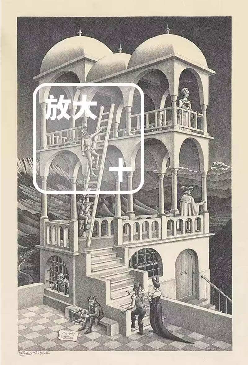 荷兰板画家埃舍尔Escher错觉空间绘画作品图片合集，高清电子版图画几何构图素描图案临摹素材