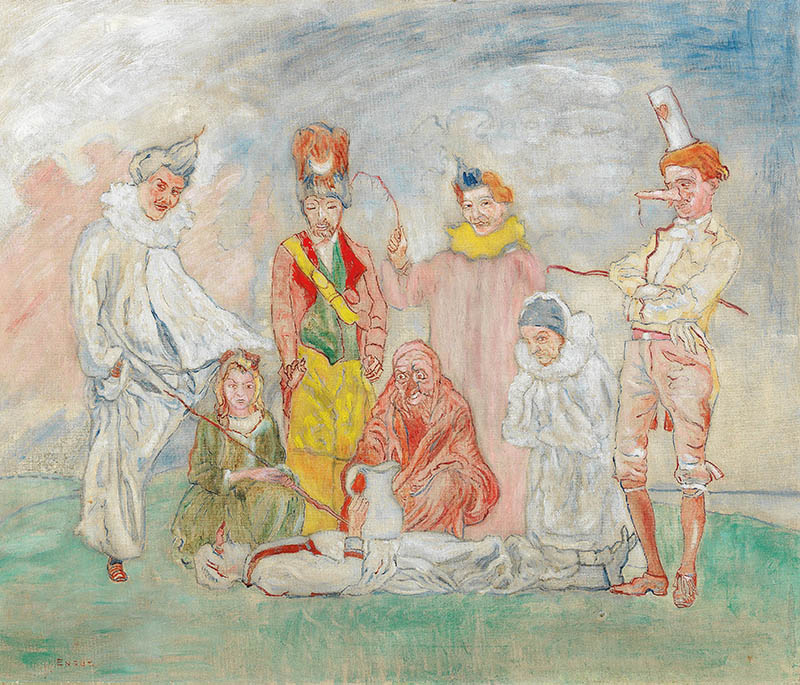 比利时画家詹姆斯·恩索尔（James Ensor）高清绘画抽象人物油画作品合集欣赏