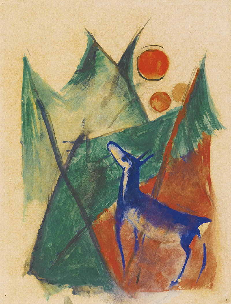 德国画家弗兰茨·马克(Franz Marc)数字绘画、动物油画、版画作品图片合集欣赏