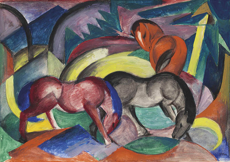 德国画家弗兰茨·马克(Franz Marc)数字绘画、动物油画、版画作品图片合集欣赏