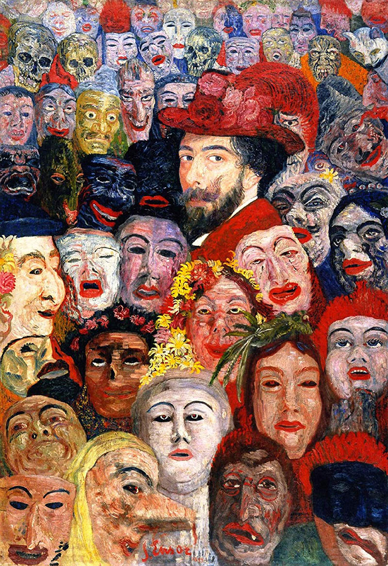 比利时画家詹姆斯·恩索尔（James Ensor）高清绘画抽象人物油画作品合集欣赏