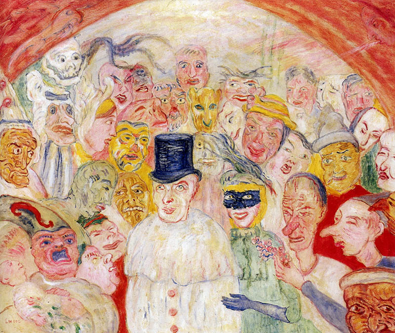 比利时画家詹姆斯·恩索尔（James Ensor）高清绘画抽象人物油画作品合集欣赏