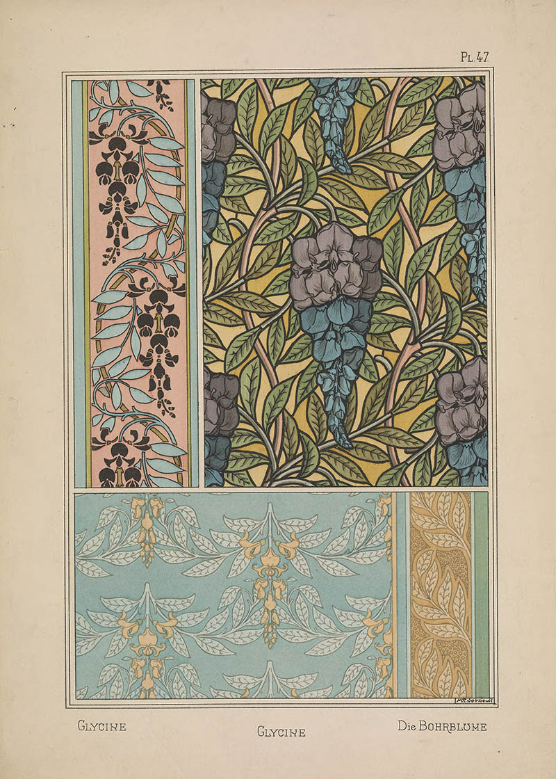 法国瑞士画家尤金·格拉谢特(Eugene Grasset)植物花卉装饰图案插画图片素材