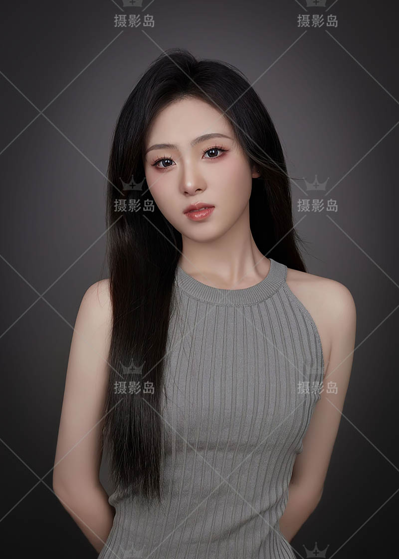 韩式风格美女证件照JPG样片图片合集，照相馆修图参考学习素材