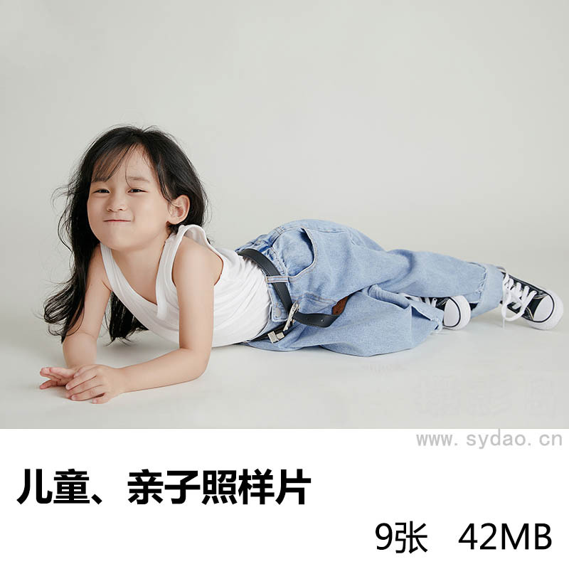 9张照相馆棚拍浅灰底儿童写真母女亲子照样片图片
