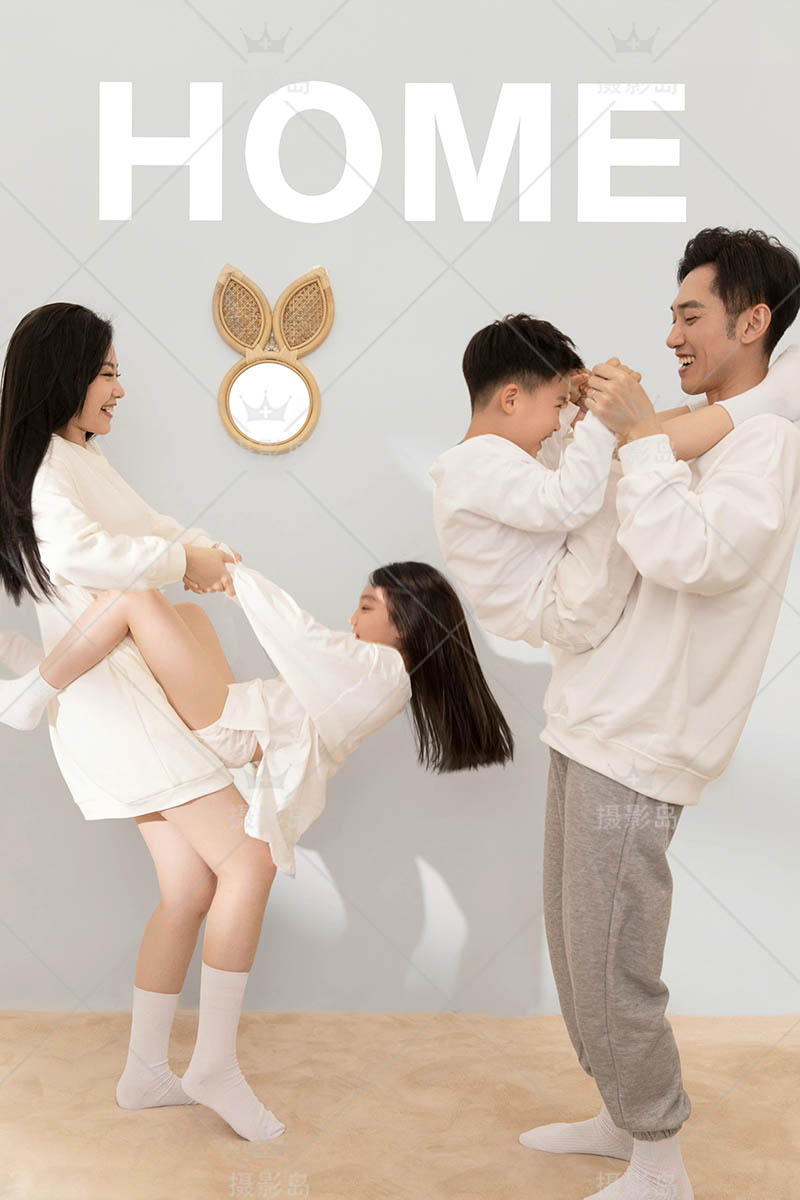 摄影工作室居家拍摄亲子照写真样片样照图片