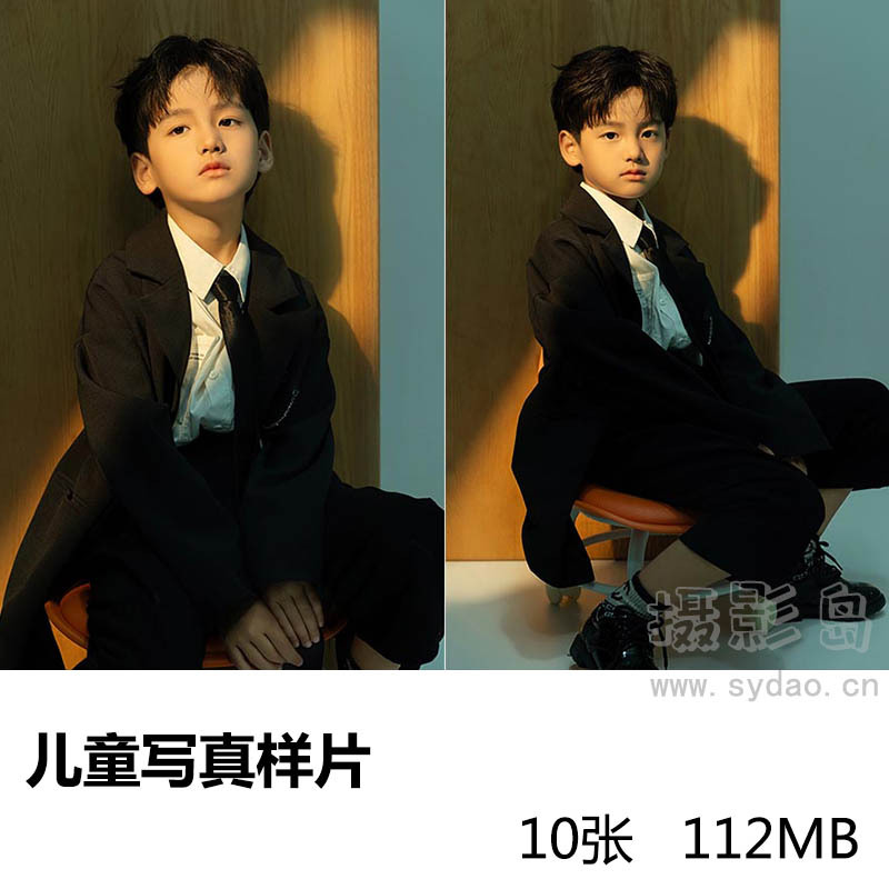 10张影楼室内自然太阳光影儿童写真样片，照相馆样照图片素材