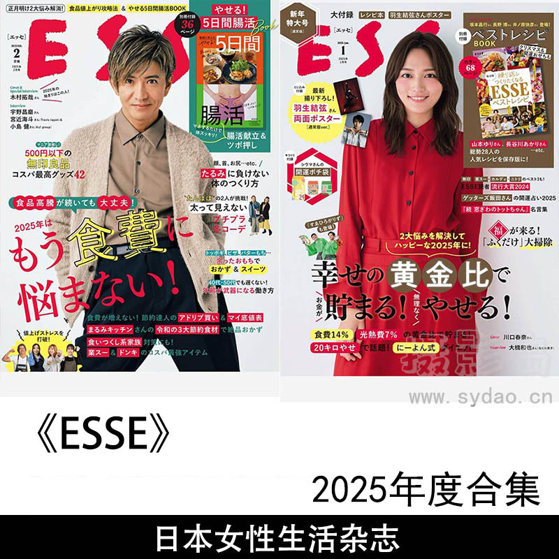 2025年度日本成熟女性家庭生活、健康、美容、时尚、育儿、理财综合生活杂志《ESSE》全年合集