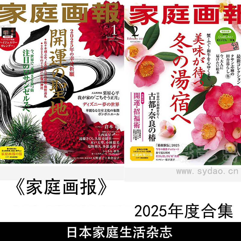 2025年度日本家居装饰、园艺、手工艺、烹饪、健康家庭生活杂志《家庭画报》全年合集
