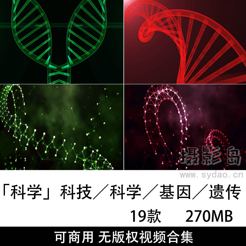 19款可商用无版权科技、基因、遗传视频大全抖音剪辑视频素材合集