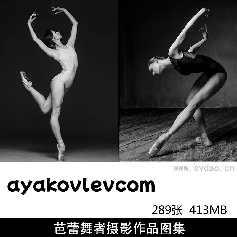289张芭蕾舞者舞蹈姿势黑白摄影作品图片欣赏，俄罗斯摄影师ayakovlevcom作品审美提升素材