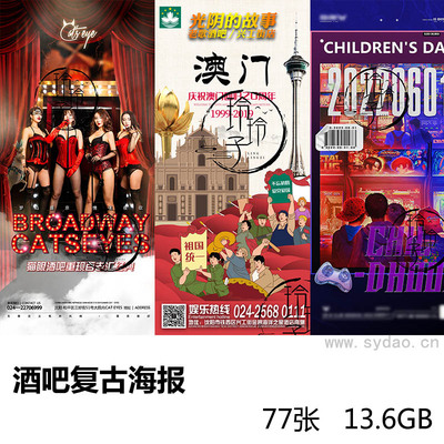 77款潮流酒吧复古DISCO怀旧港风派对海报psd设计素材模板