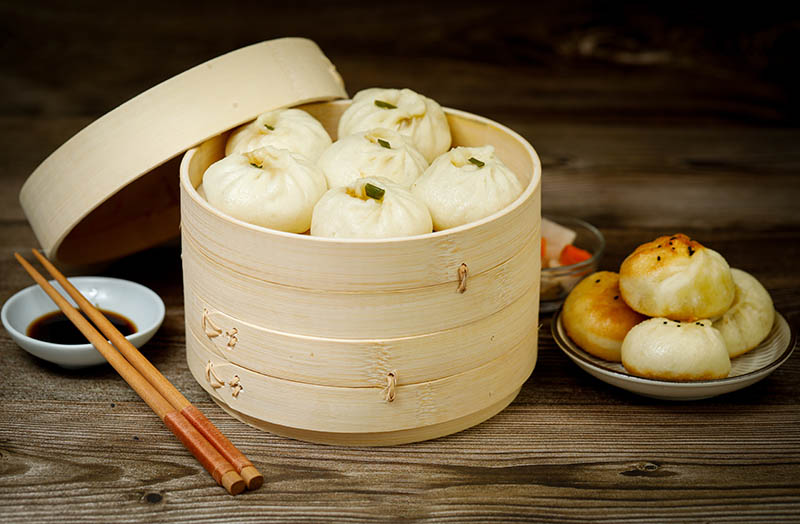 花卷小笼包菜包肉包子馒头油条小吃早餐面点图片