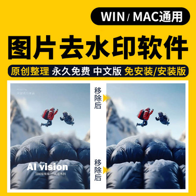 一键自动去图片水印中文汉化版软件，修复图片擦除文字图片