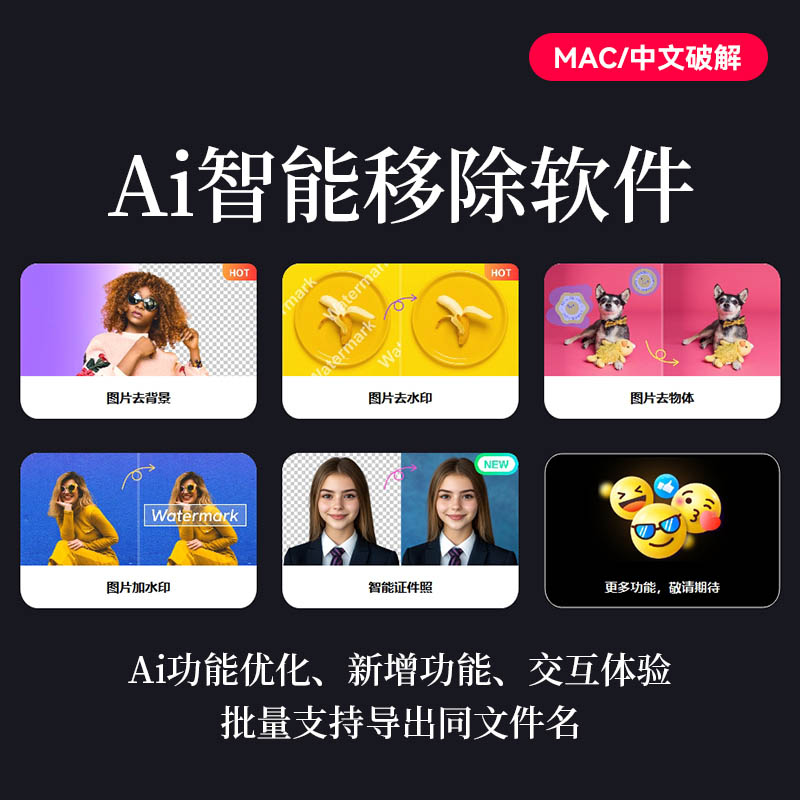 Ai批量自动抠图、去水印、换底软件，一键抠图软件神器图片加去水印去背景移除软件